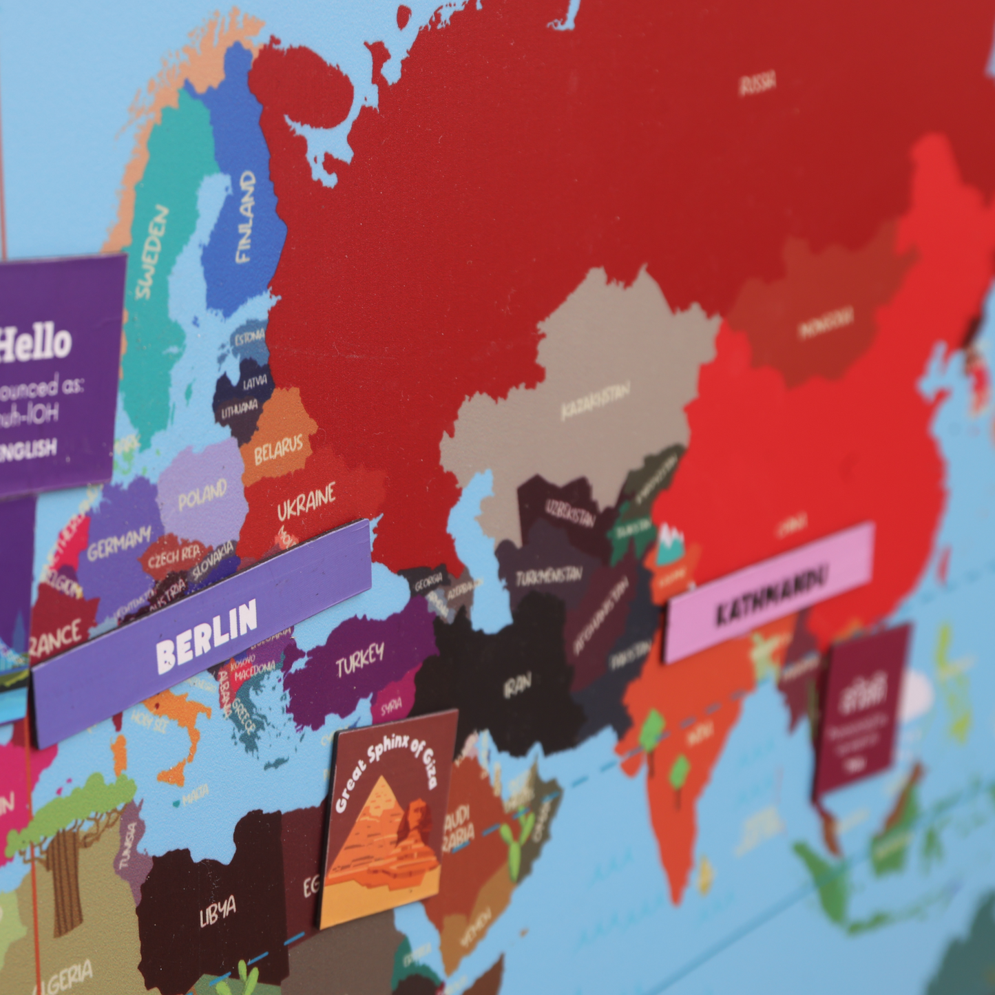 Toynama Interactive Magnetic World Map with 278 Thumbnails, Educational App, Wall Fasteners, Premium Gift for Kids & Adults