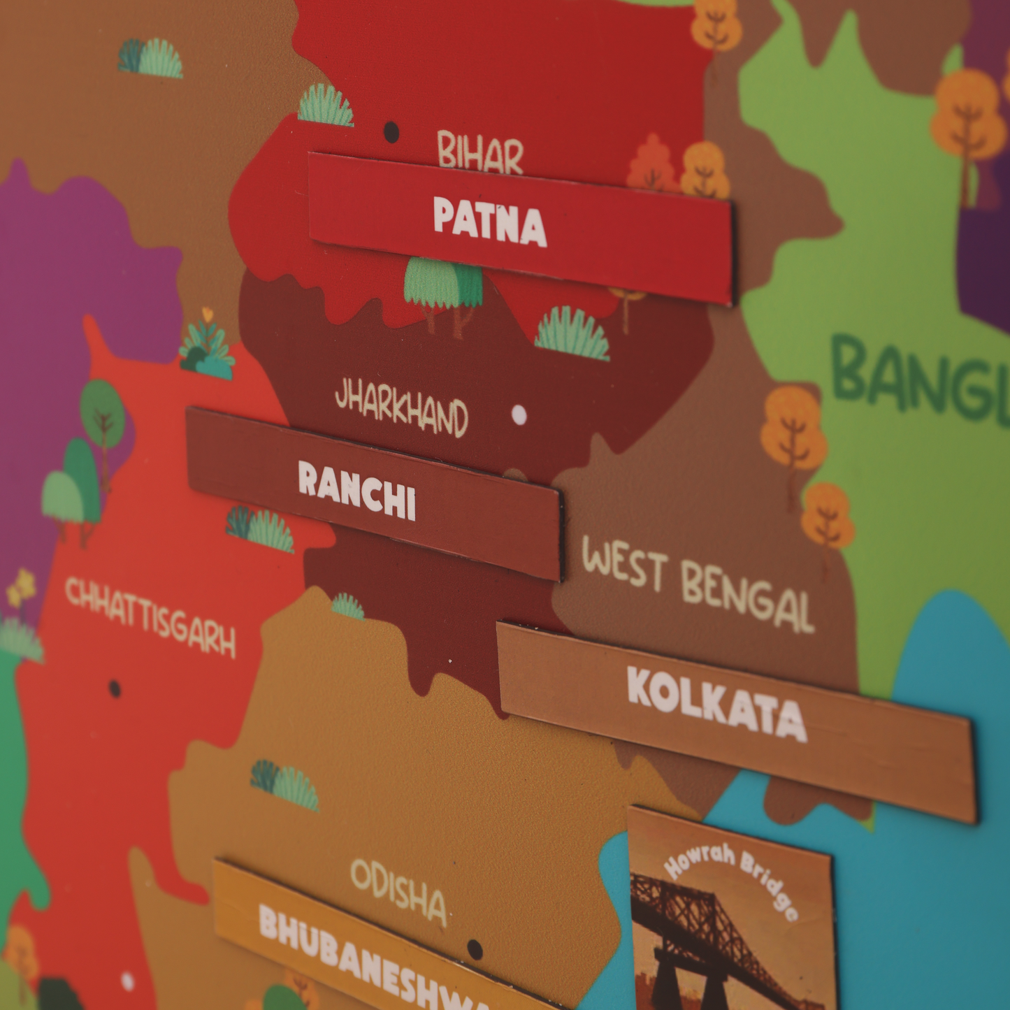 Toynama Interactive Magnetic India Map with 144 Thumbnails, Educational App, Wall Fasteners, Gift for Kids & Adults