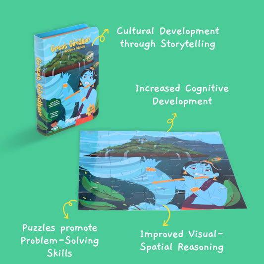 Great Giridhar and Krishna v Kaaliya 25 Pcs Set of 2 Jigsaw Puzzles Ages 2+