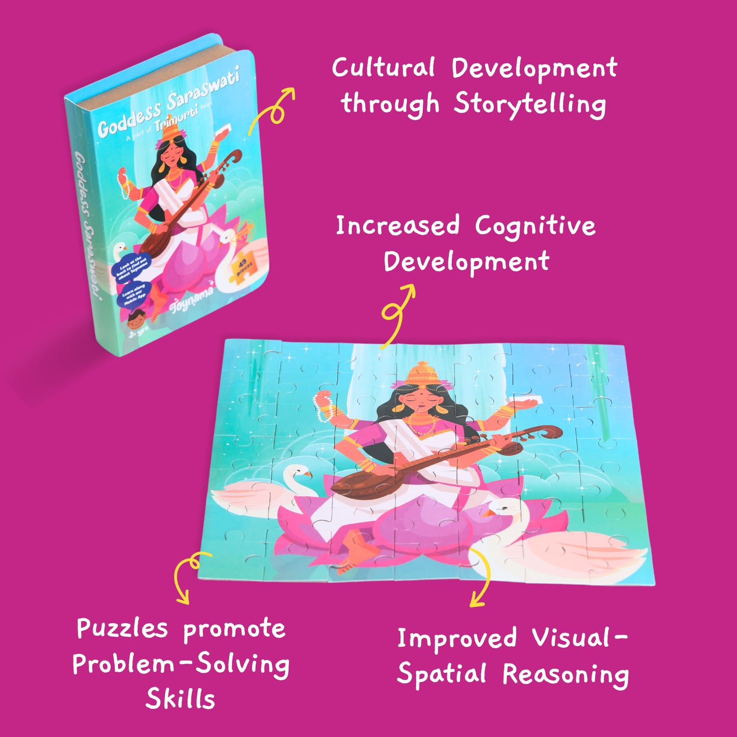 Brahma and Saraswati 49 Pcs Set of 2 Jigsaw Puzzles Ages 3+