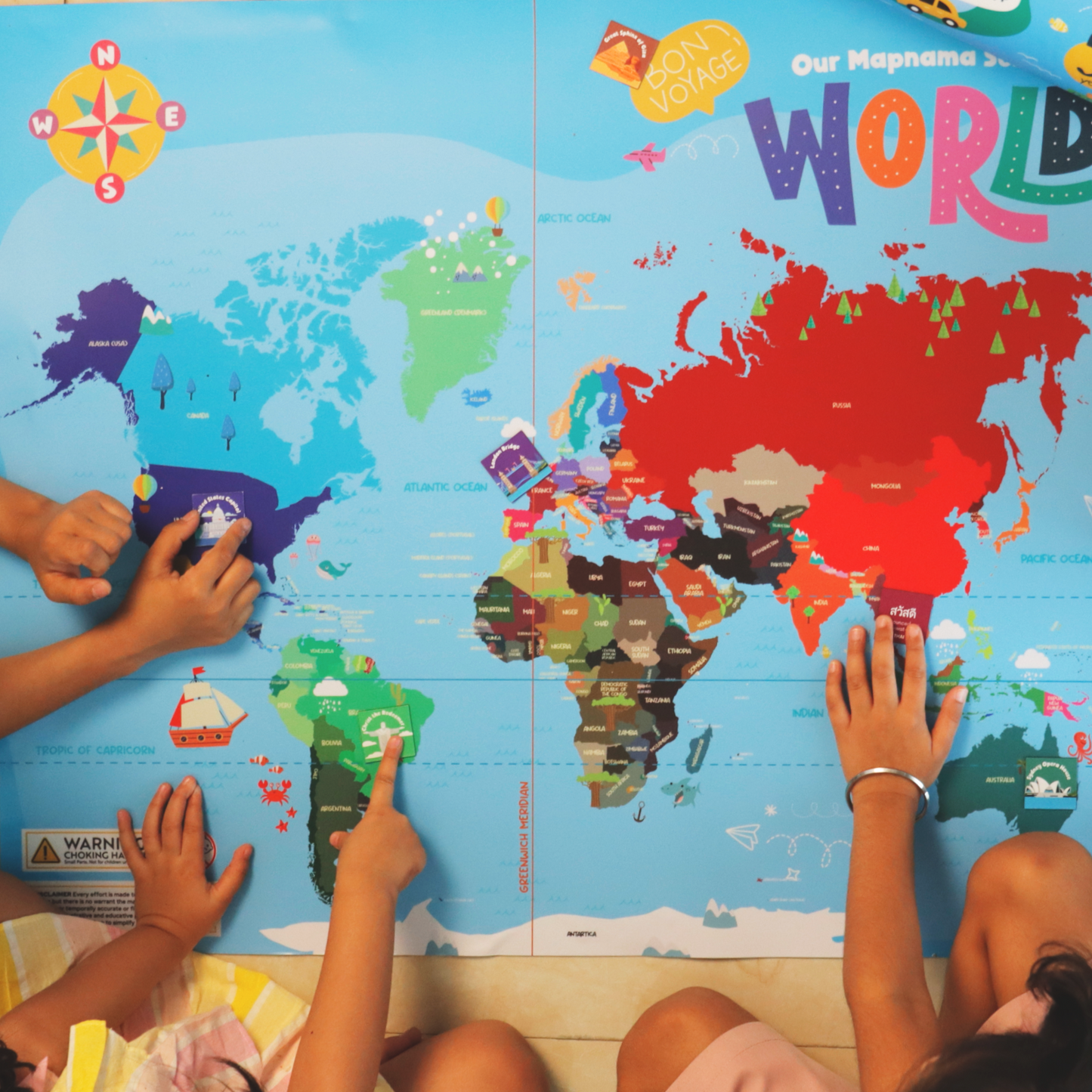 Toynama Interactive Magnetic World Map with 278 Thumbnails, Educational App, Wall Fasteners, Premium Gift for Kids & Adults