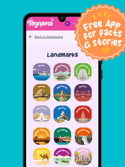 Toynama Interactive India Map for Kids - Wall Mountable Map with Capitals and Landmarks Magnetic Tiles Ages 5 and Up