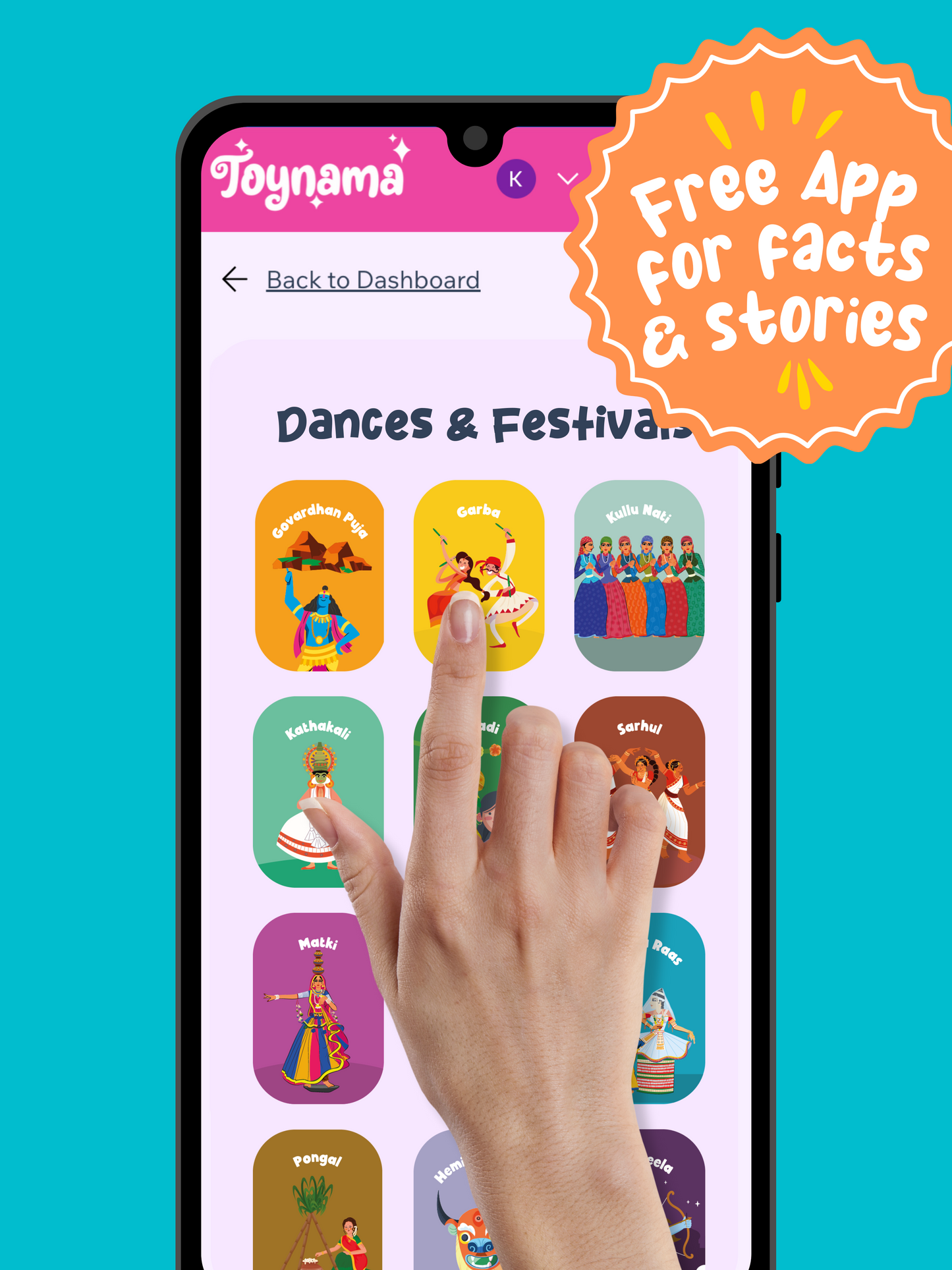 Toynama Interactive India Map for Kids - Wall Mountable Map with Capitals, Dances and Festivals Magnetic Tiles Ages 5 and Up