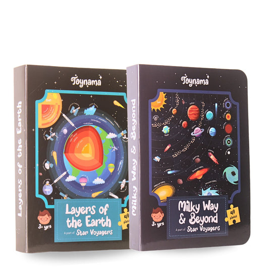 Layers of the Earth and Milky Way & Beyond 49 Pcs Set of 2 Jigsaw Puzzles Ages 3+